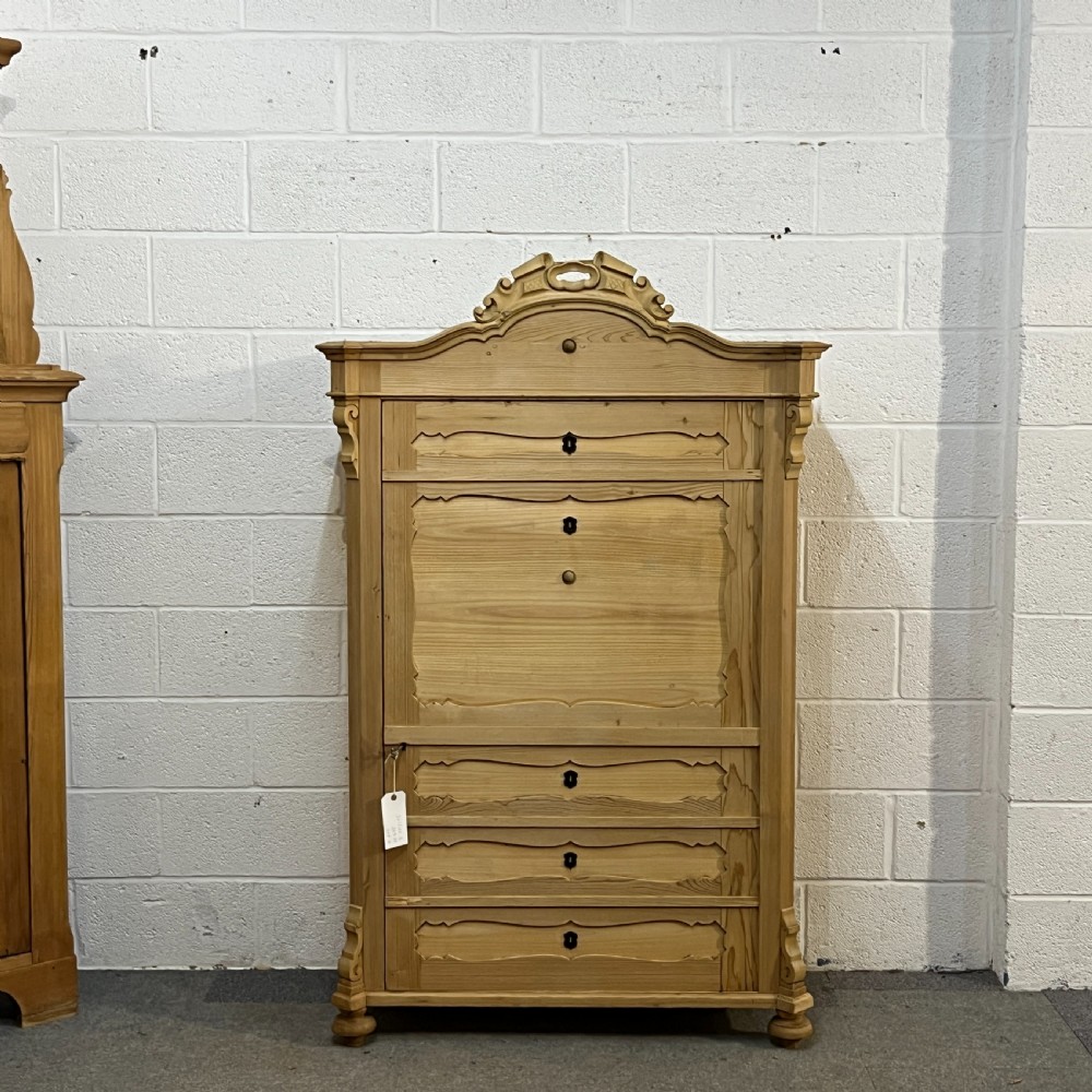 Large Decorative Single Door Antique Pine Cupboard