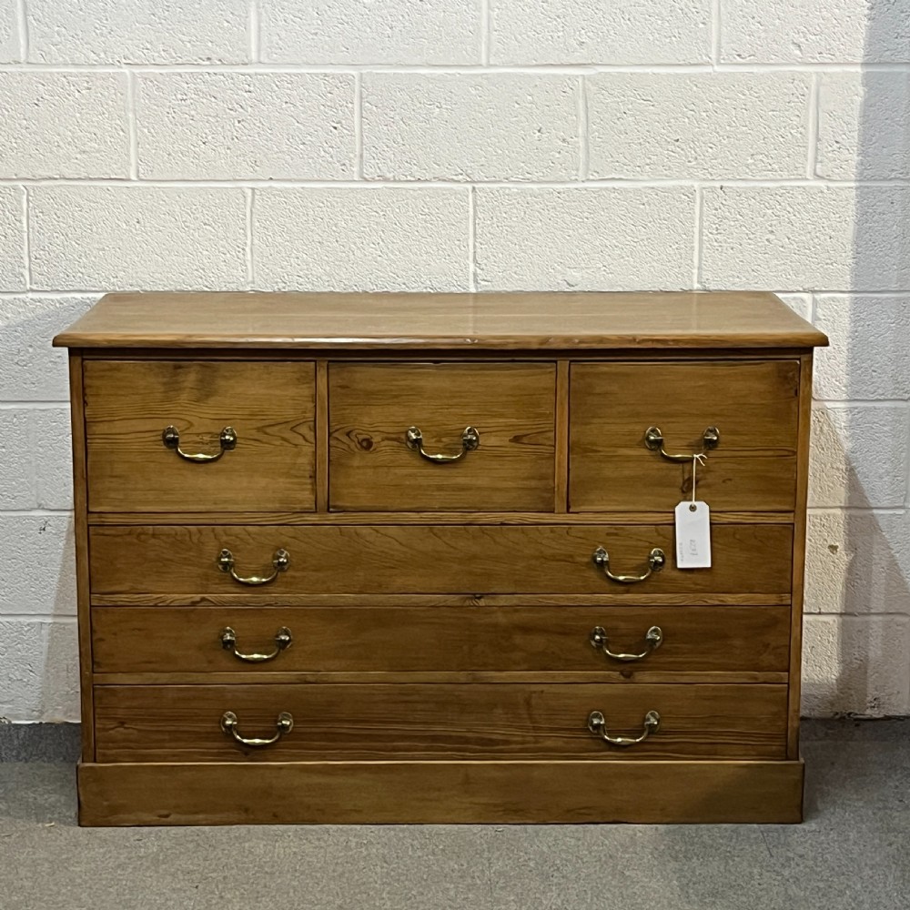 Large Old Pine Vestry Chest Of Drawers