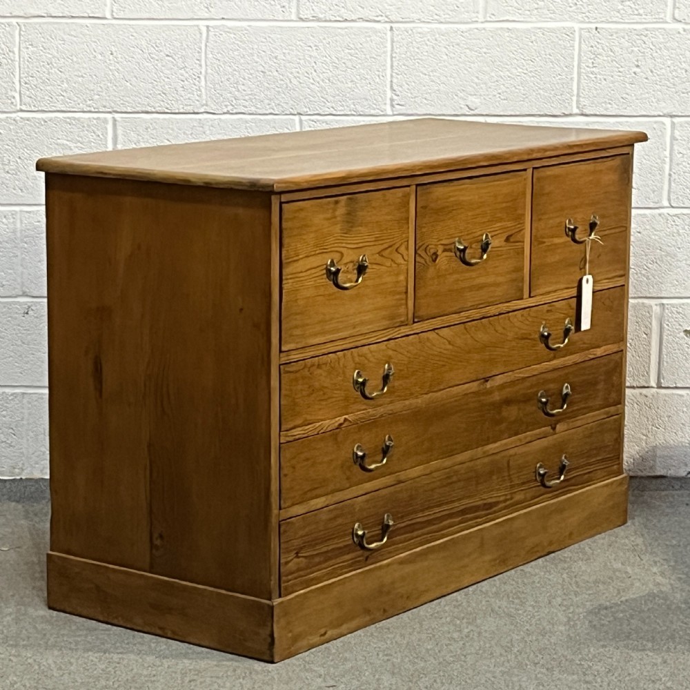 Large Old Pine Vestry Chest Of Drawers View III