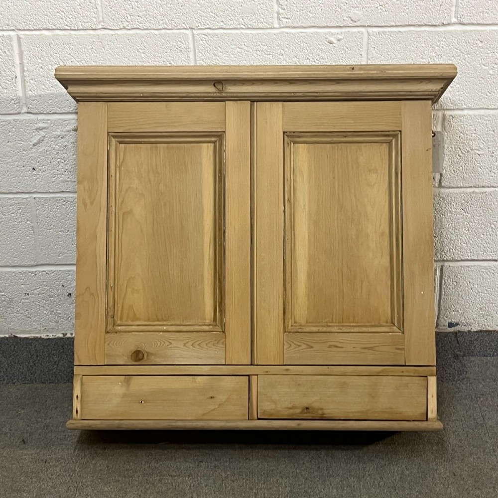 Small Old Pine Wall Hanging Cupboard With Drawers