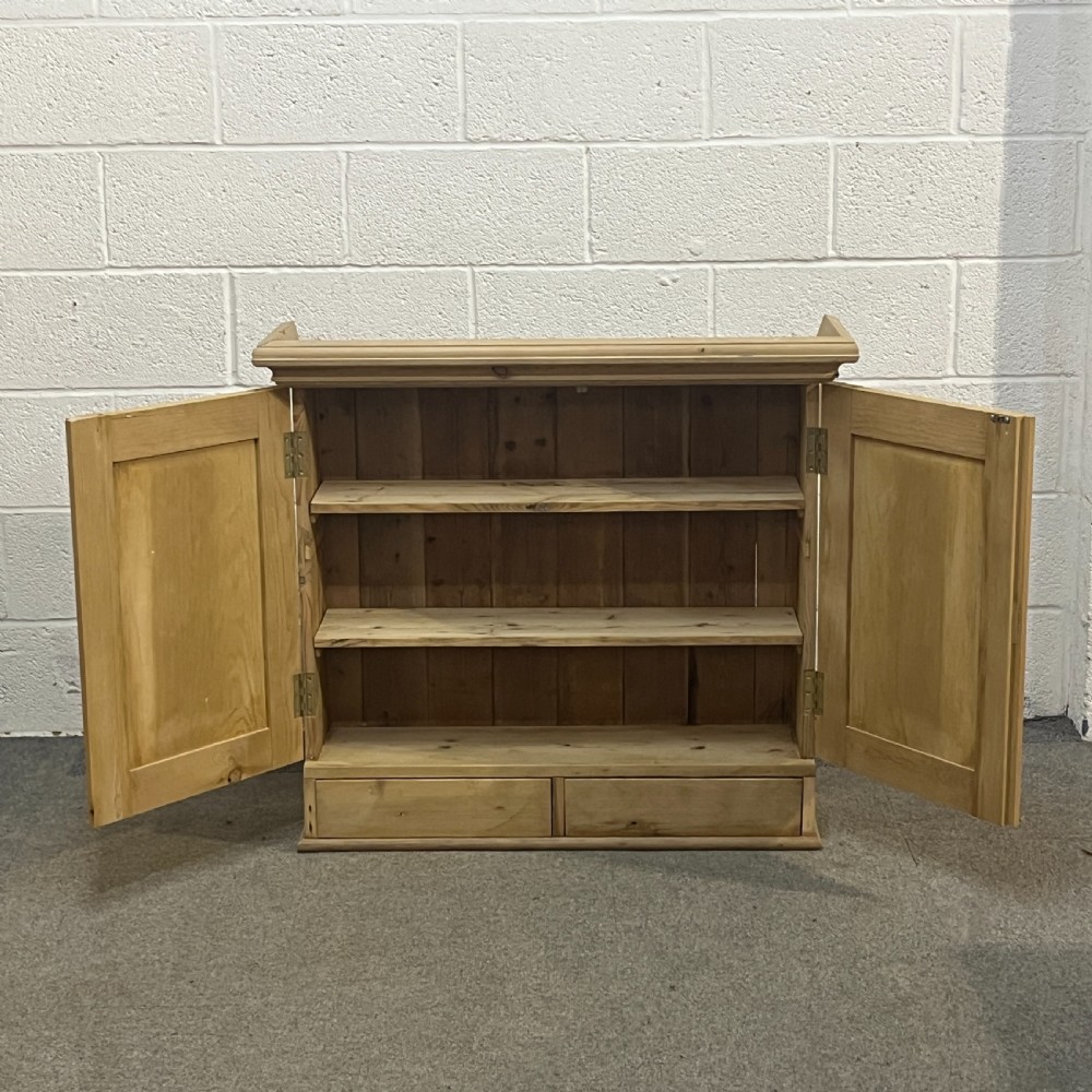 Small Old Pine Wall Hanging Cupboard With Drawers View V