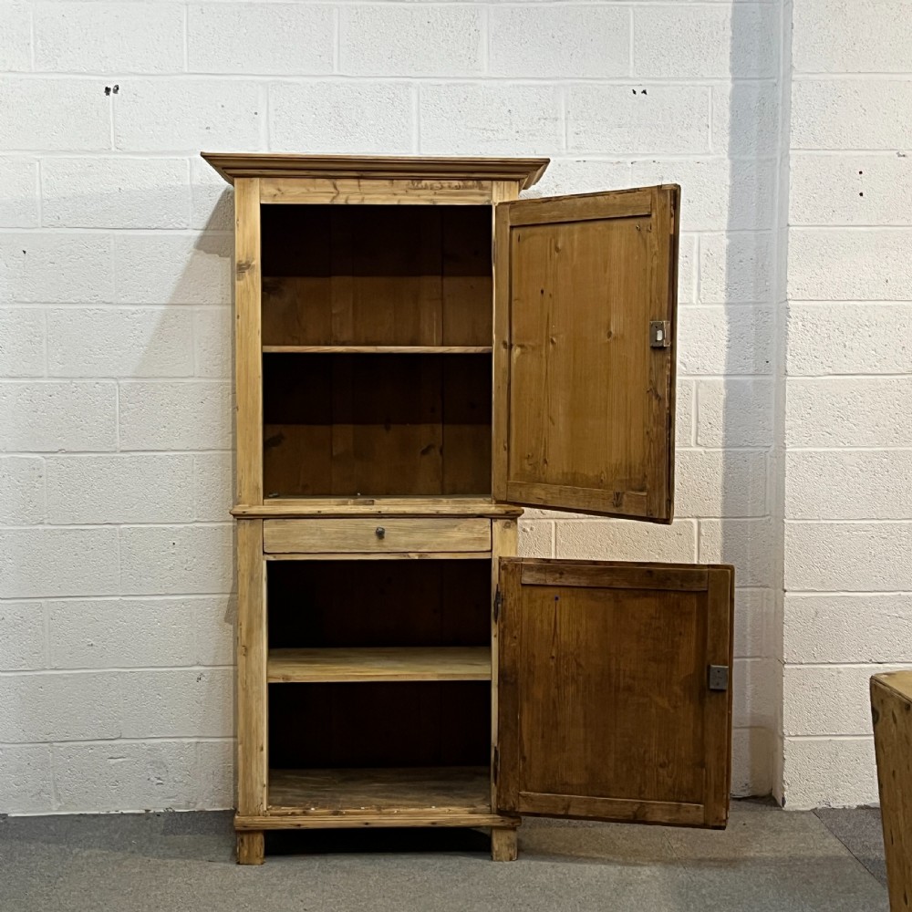 Tall Slim 2 Door Old Pine Cupboard View V