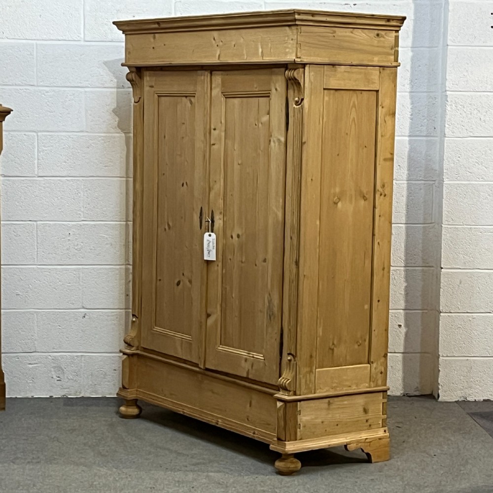 Medium Sized Antique Pine Double Wardrobe (Dismantles) View III