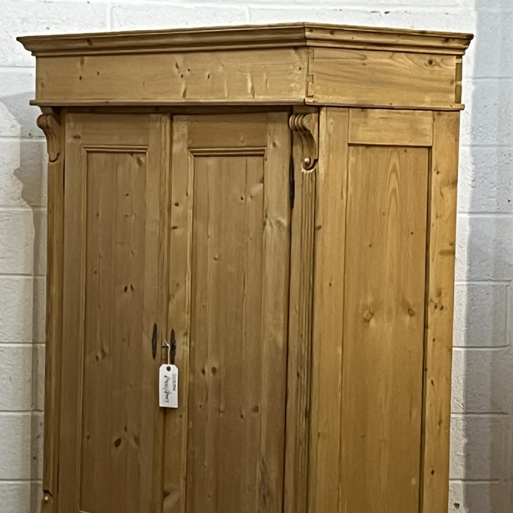 Medium Sized Antique Pine Double Wardrobe (Dismantles) View V
