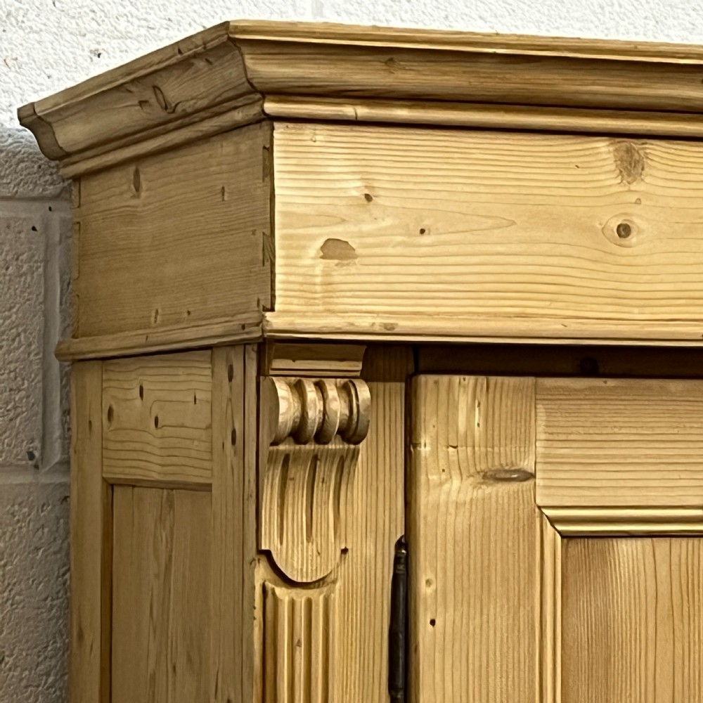 Medium Sized Antique Pine Double Wardrobe (Dismantles) View VII