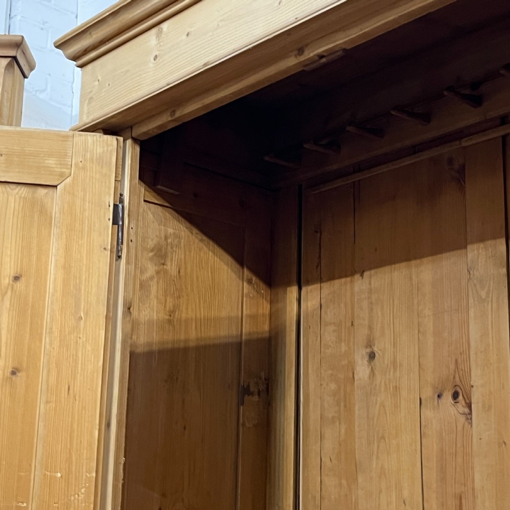 Medium Sized Antique Pine Double Wardrobe (Dismantles) View XII