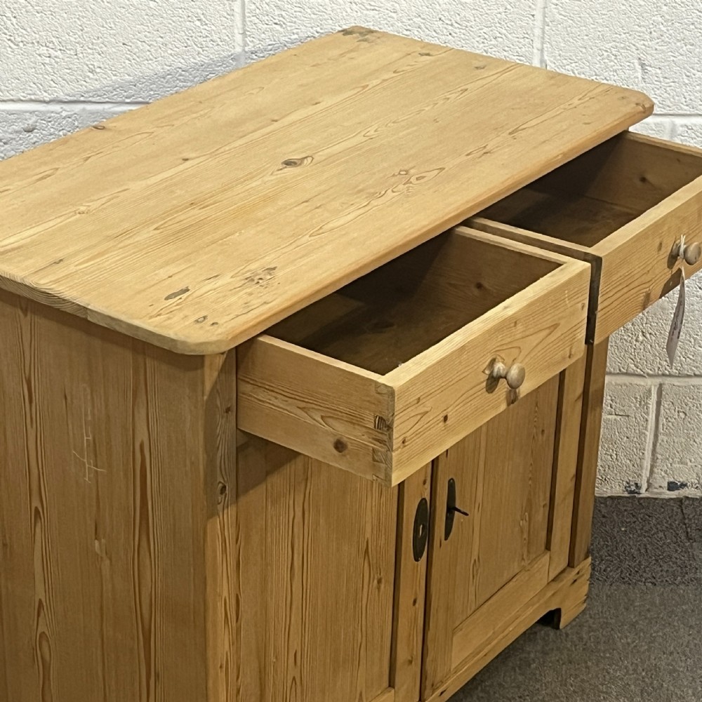 Small Old Pine Dresser Base - Cupboard View V