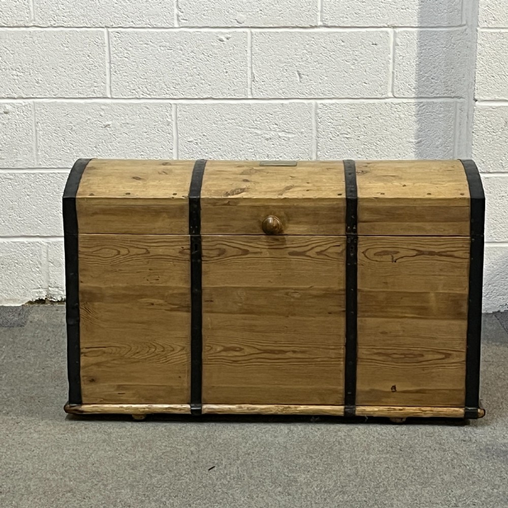 Swedish Antique Pine Dome Top Blanket Chest - Trunk View II