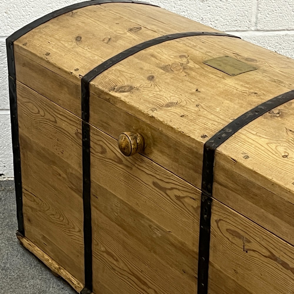 Swedish Antique Pine Dome Top Blanket Chest - Trunk View VI