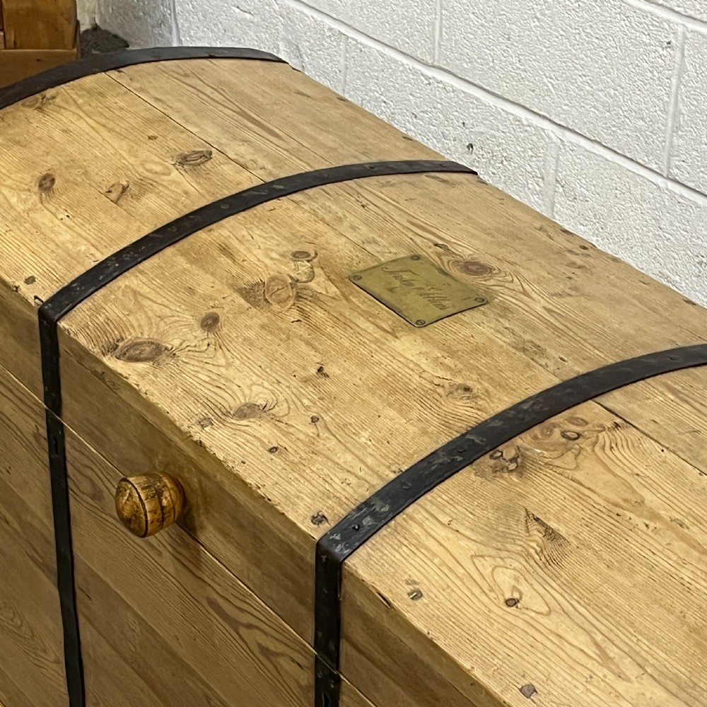 Swedish Antique Pine Dome Top Blanket Chest - Trunk View X