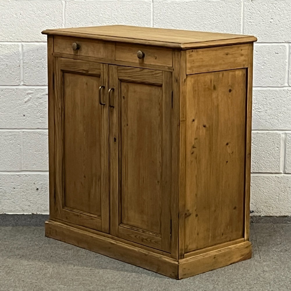 French Antique Pine 2 Door Cupboard With Drawers View II