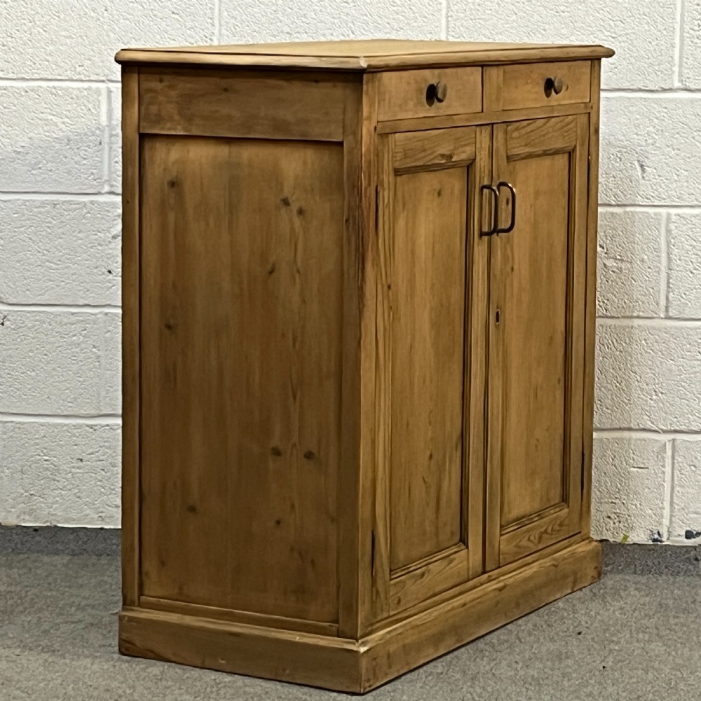 French Antique Pine 2 Door Cupboard With Drawers View III