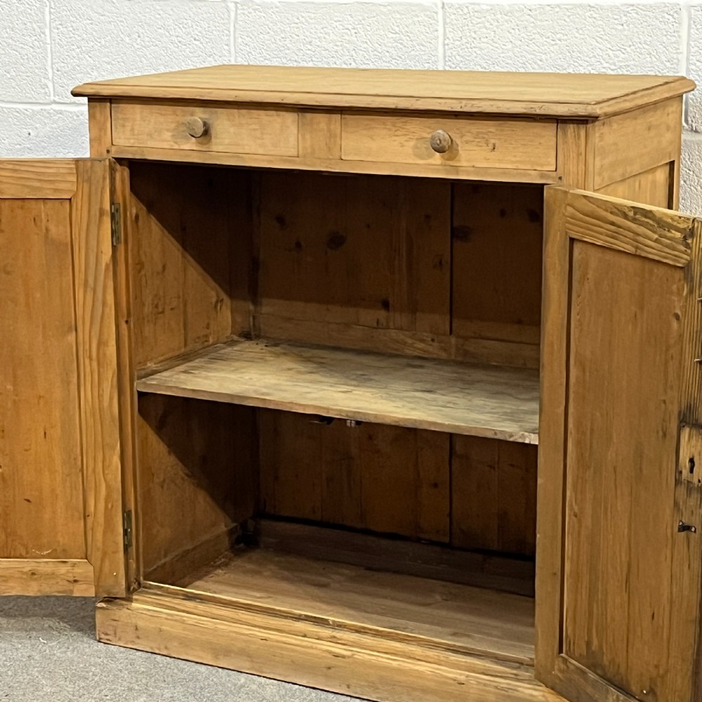 French Antique Pine 2 Door Cupboard With Drawers View V