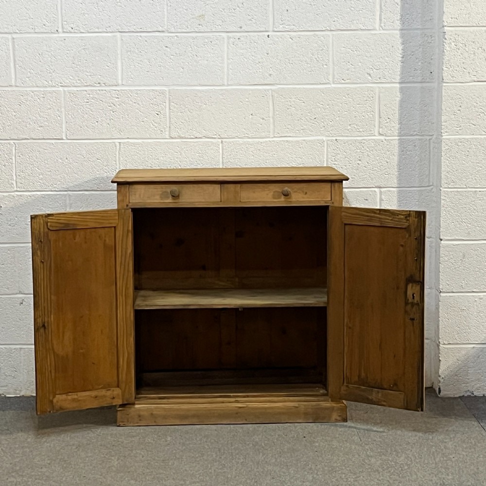 French Antique Pine 2 Door Cupboard With Drawers View VI