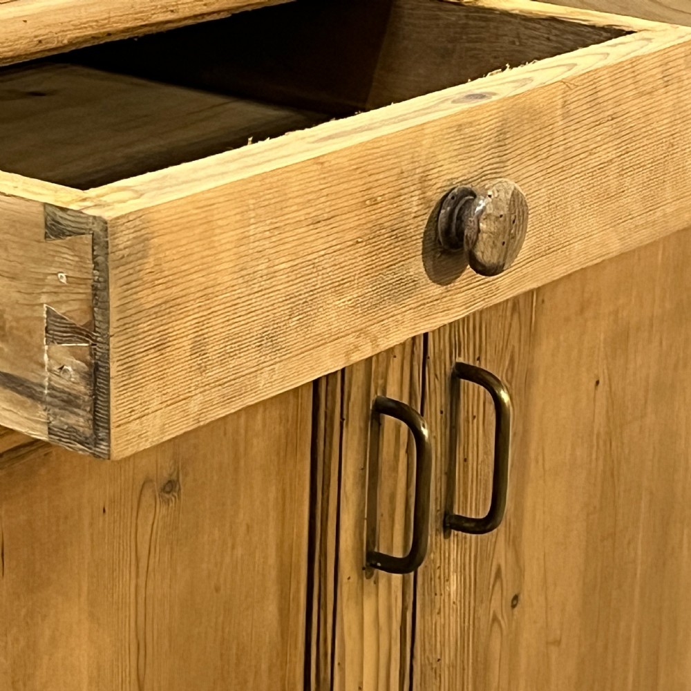 French Antique Pine 2 Door Cupboard With Drawers View VIII