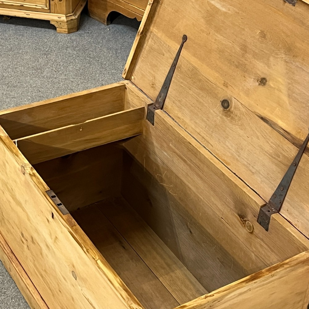 Medium Sized Flat Top Victorian Pine Blanket Chest View IX