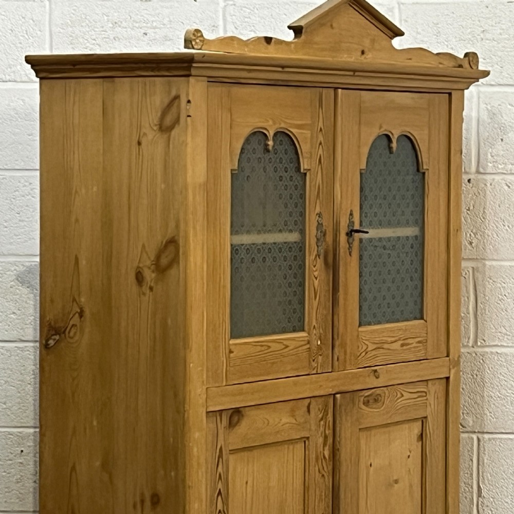 Large Partly Glazed Antique Pine Shelved Cupboard View VIII