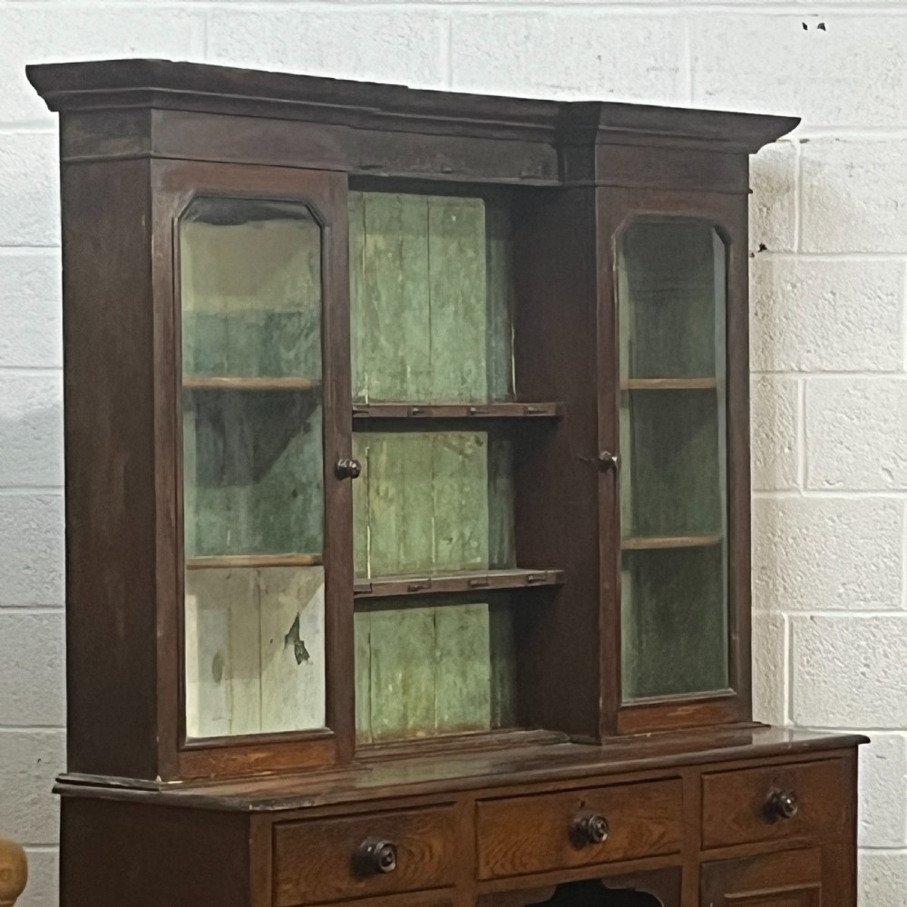 Partly Glazed South Wales Painted Antique Pine Dresser View II