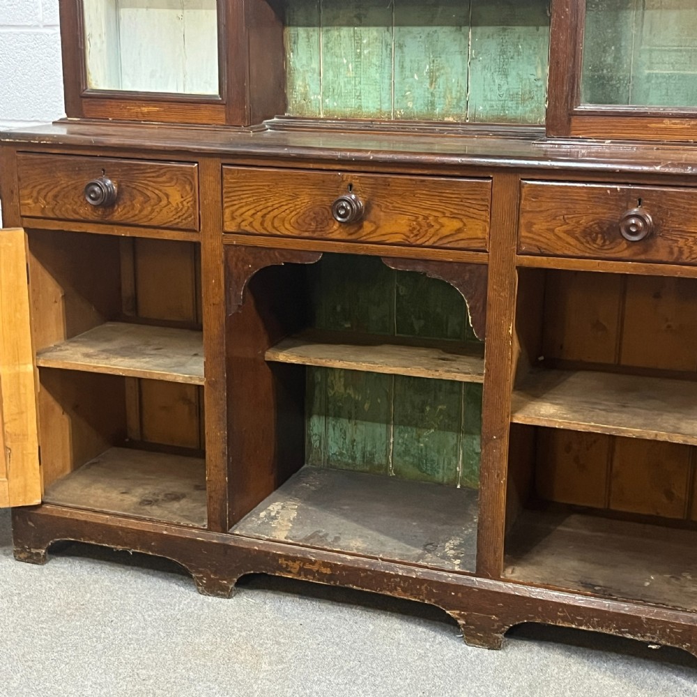 Partly Glazed South Wales Painted Antique Pine Dresser View V