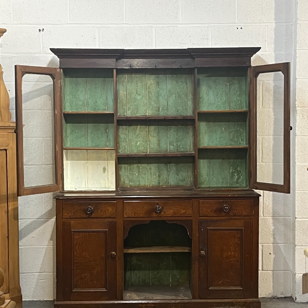 Partly Glazed South Wales Painted Antique Pine Dresser View X
