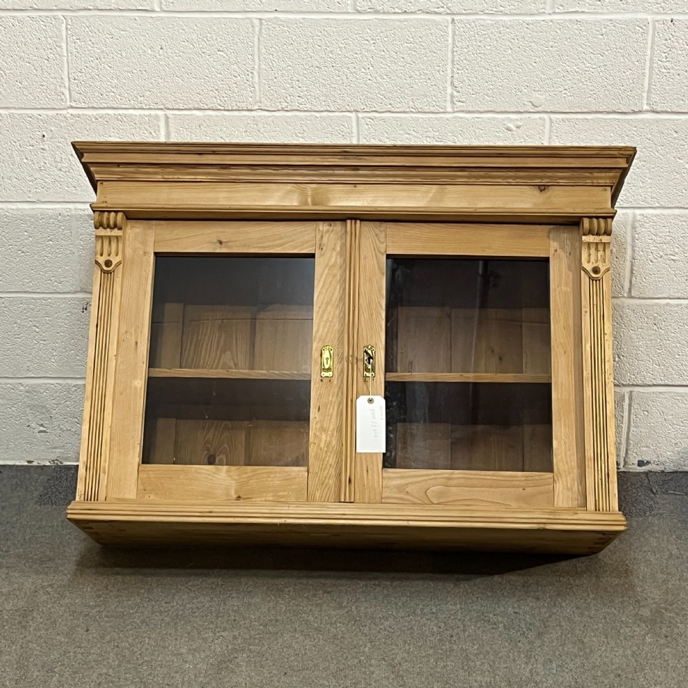 Glazed Antique Pine Wall-Hanging Display Cabinet