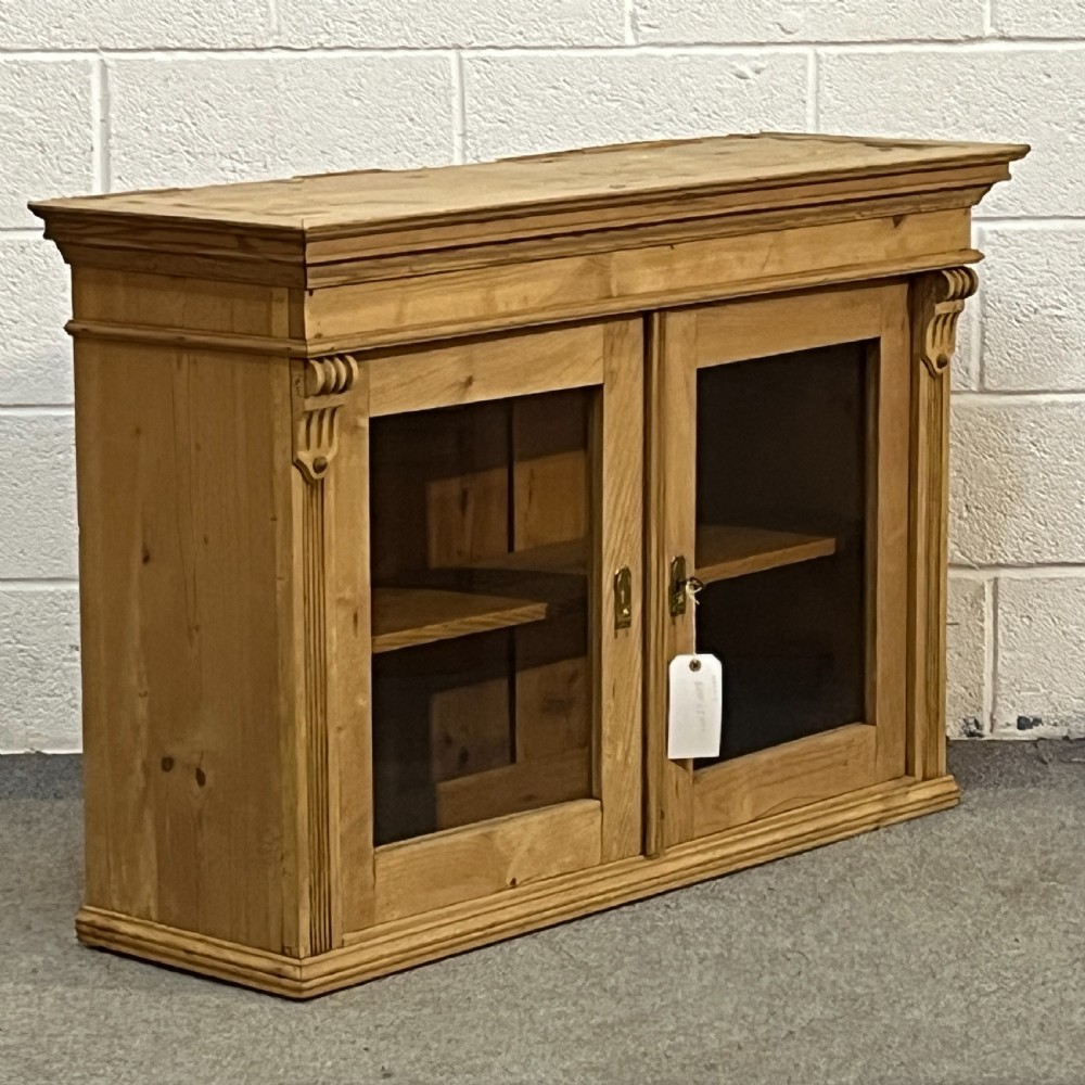 Glazed Antique Pine Wall-Hanging Display Cabinet View III