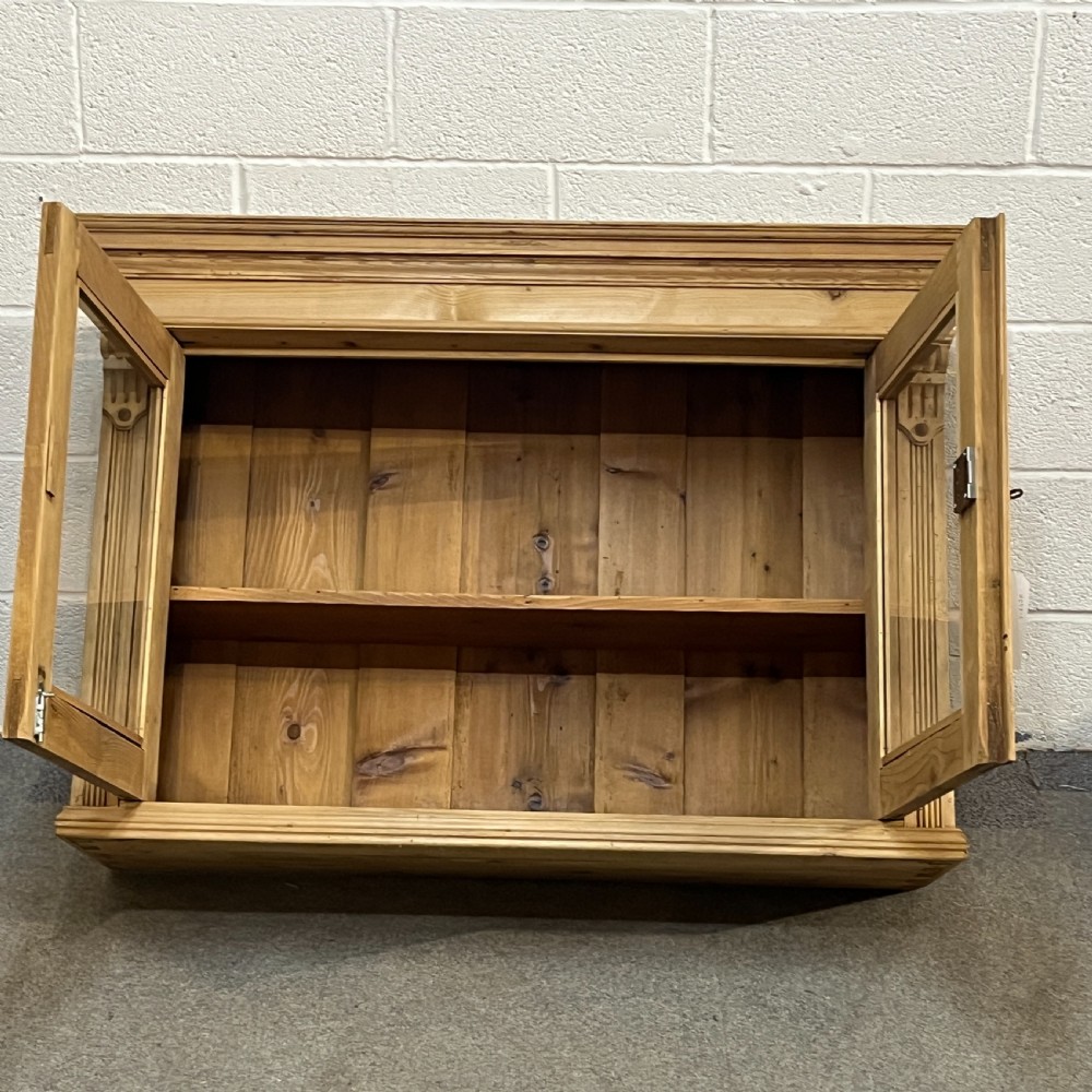 Glazed Antique Pine Wall-Hanging Display Cabinet View IV