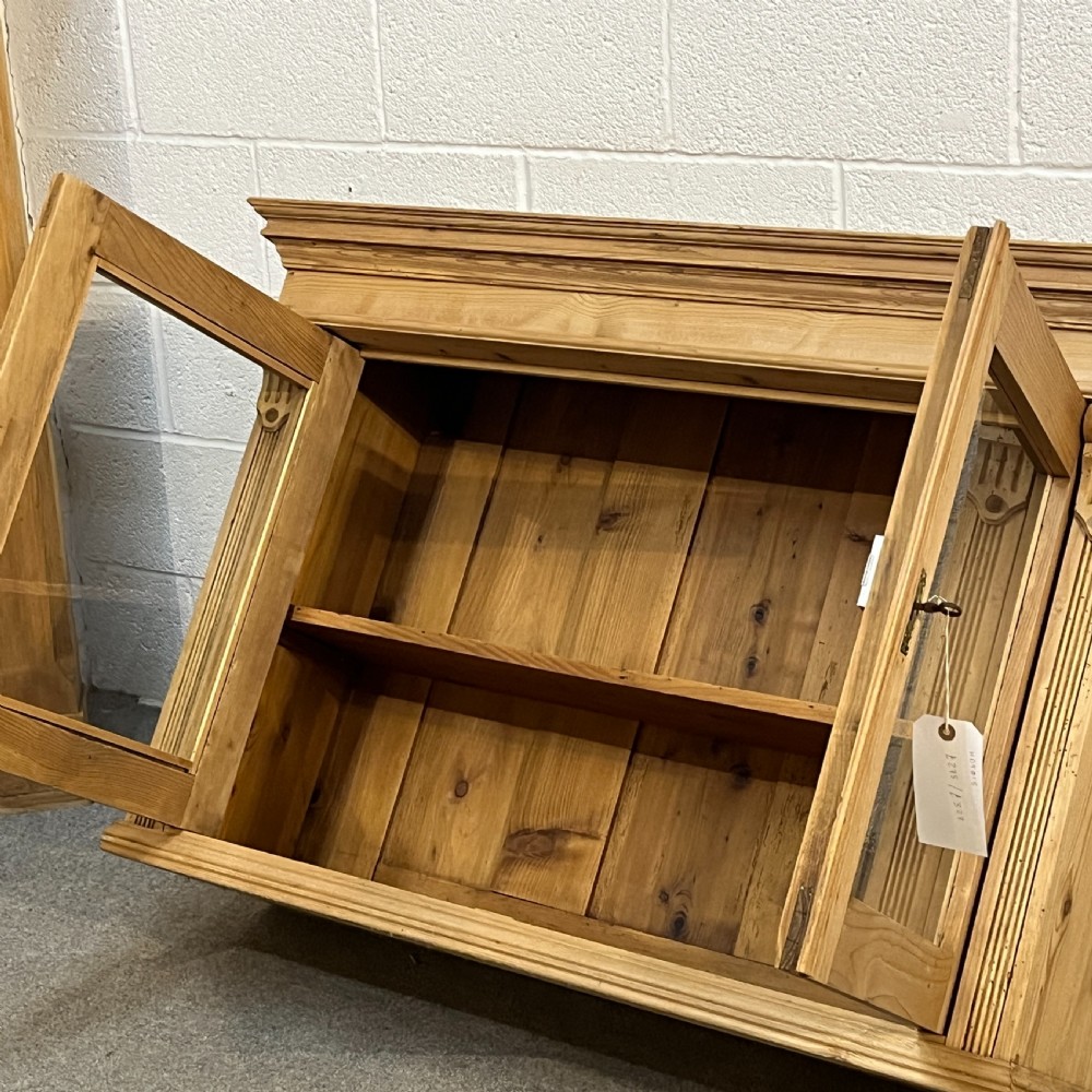Glazed Antique Pine Wall-Hanging Display Cabinet View V