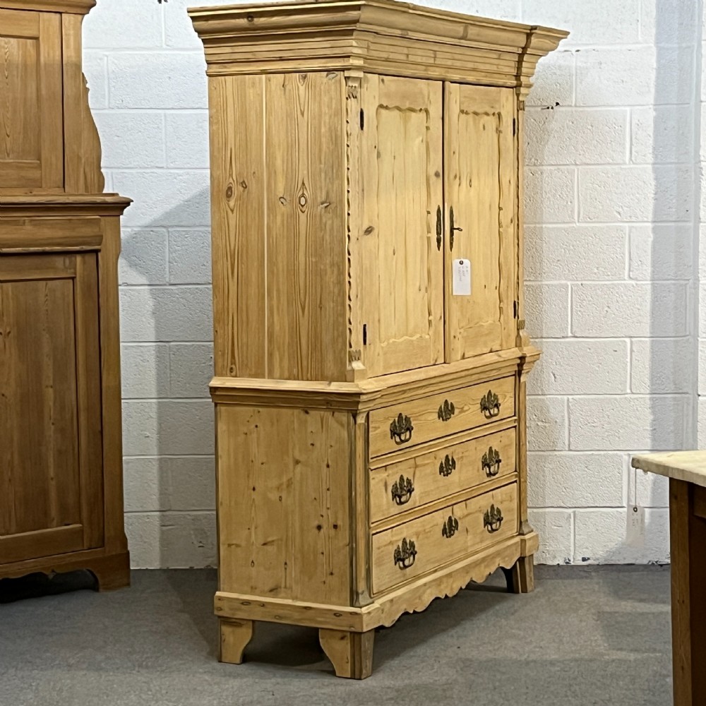 Large Very Old Dutch Pine Linen Press
