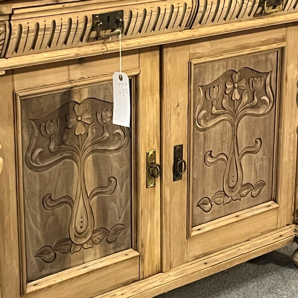 Antique Pine Column Cupboard 2 Drawers Over 2 Doors View VII