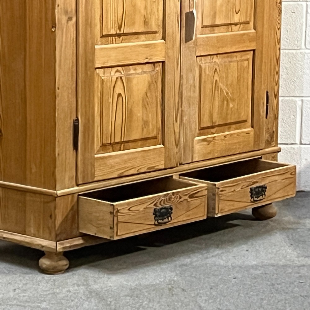Very Old Double Pine Wardrobe With Bottom Drawers View VII