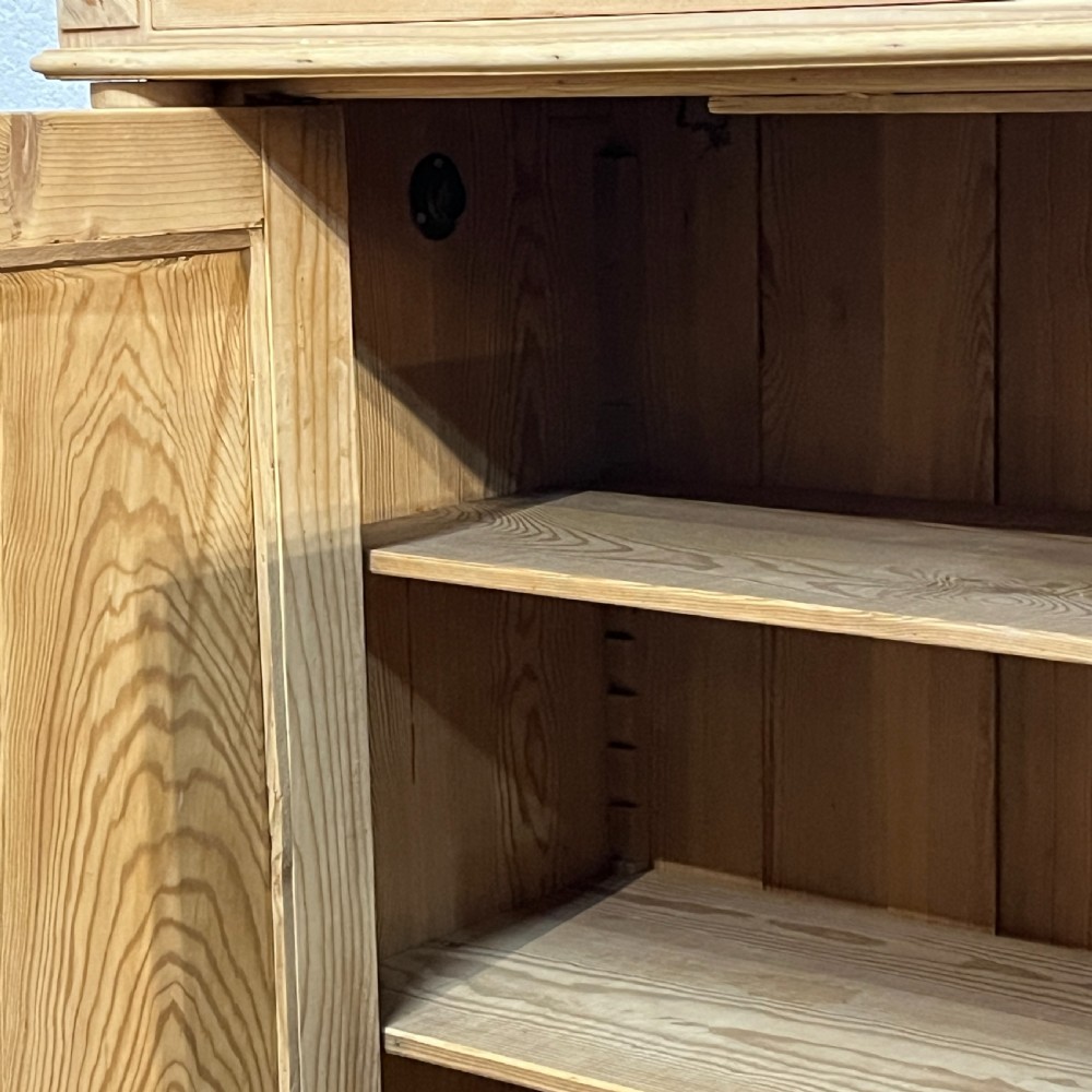 Fairly Tall Slim Antique Pine 2 Door Cupboard Top Drawer View IX