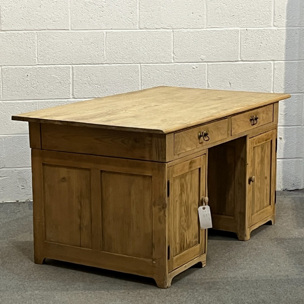 Large English Antique Pine Pedestal Desk View II