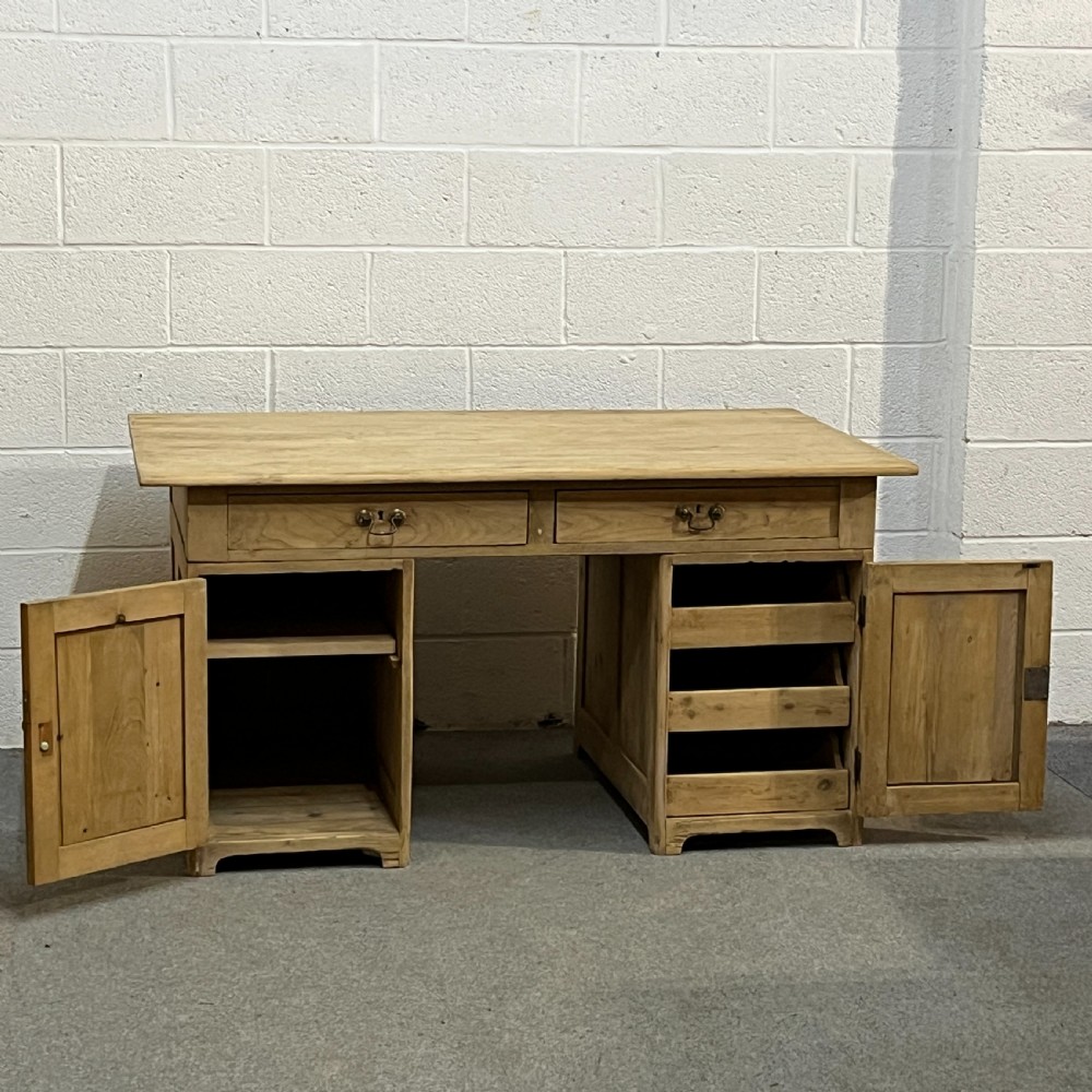 Large English Antique Pine Pedestal Desk View IV