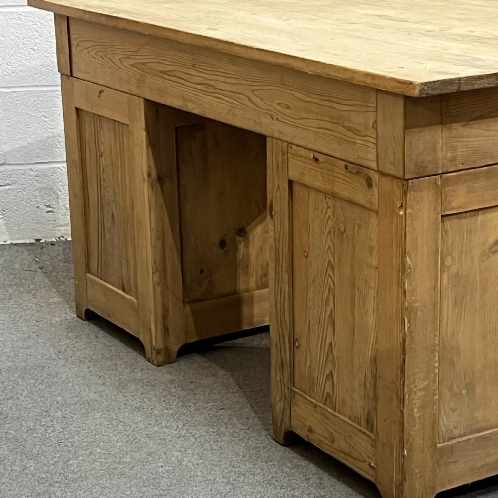 Large English Antique Pine Pedestal Desk View XI
