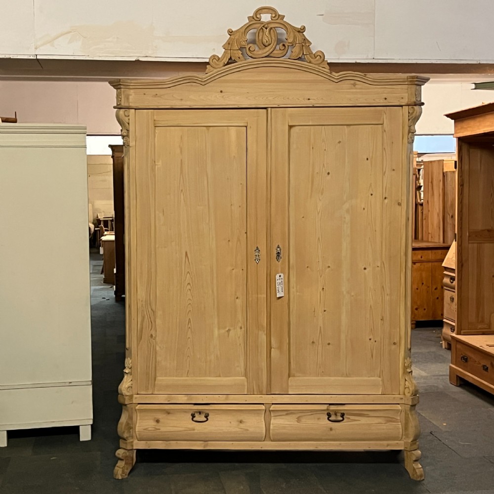 Very Large Shelved Antique Pine wardrobe With Bottom Drawers (Dismantles)