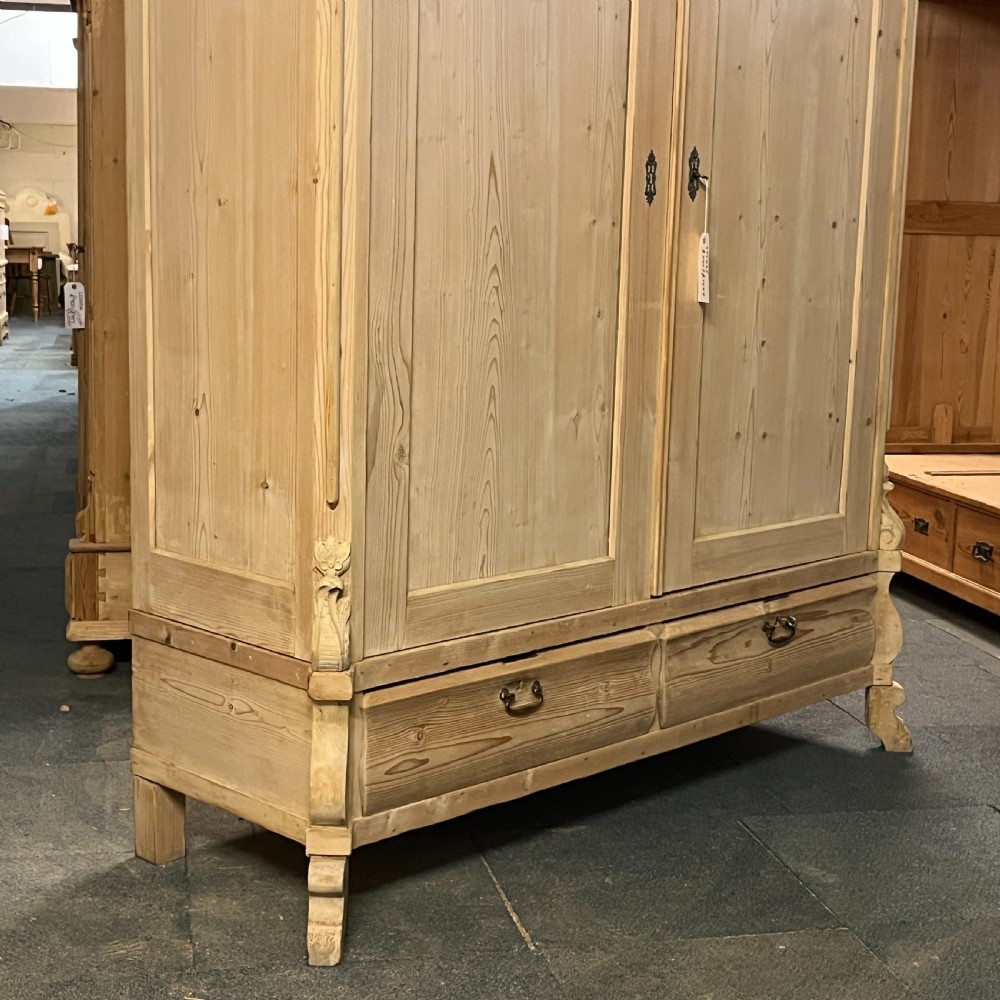 Very Large Shelved Antique Pine wardrobe With Bottom Drawers (Dismantles) View V