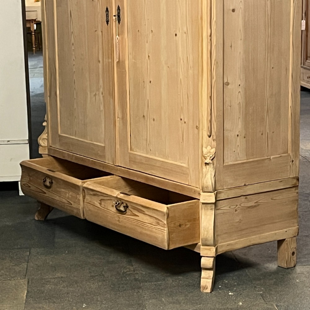 Very Large Shelved Antique Pine wardrobe With Bottom Drawers (Dismantles) View VII