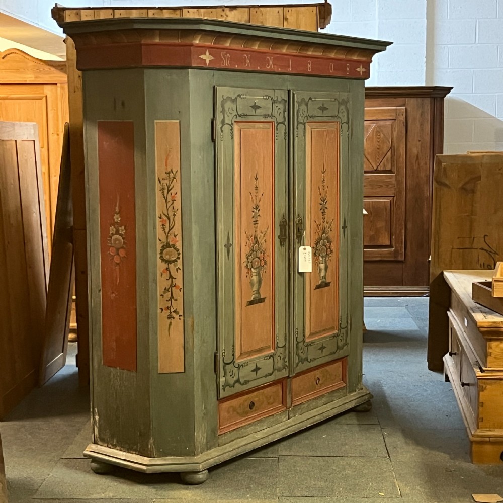 Beautiful Early 1800's Original Painted Pine Armoire View II