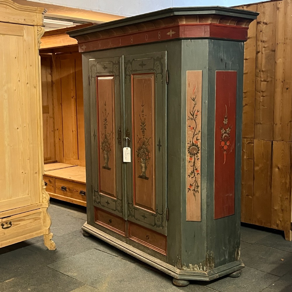 Beautiful Early 1800's Original Painted Pine Armoire View III