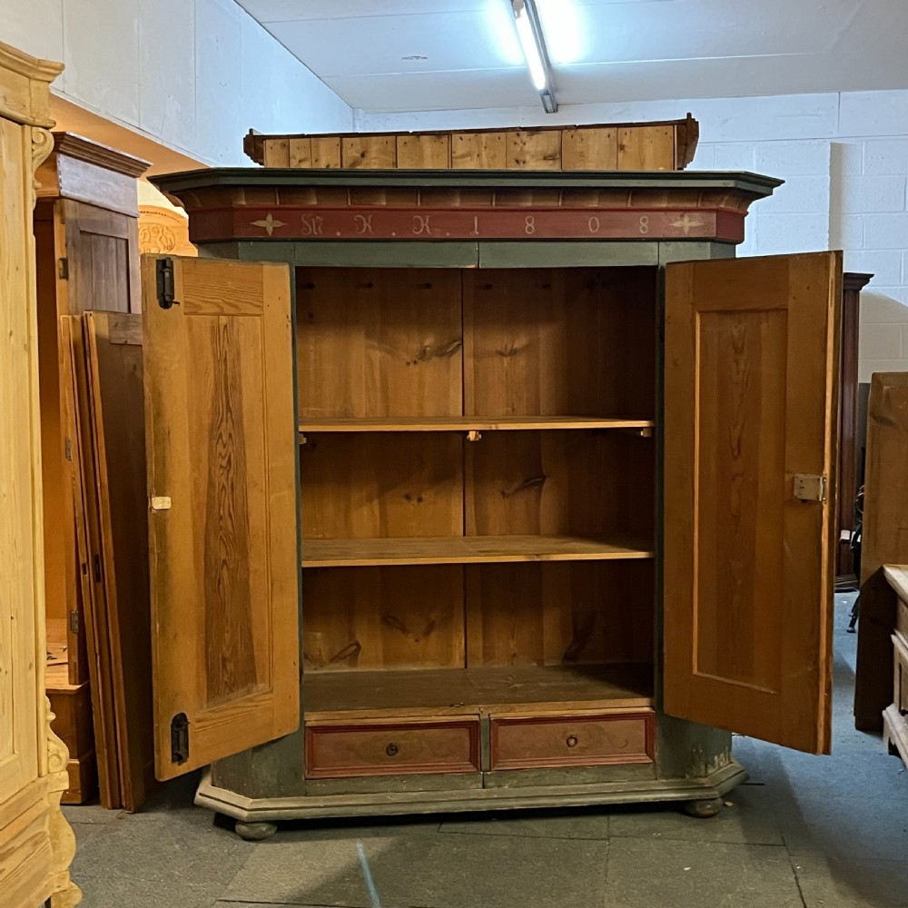 Beautiful Early 1800's Original Painted Pine Armoire View IV