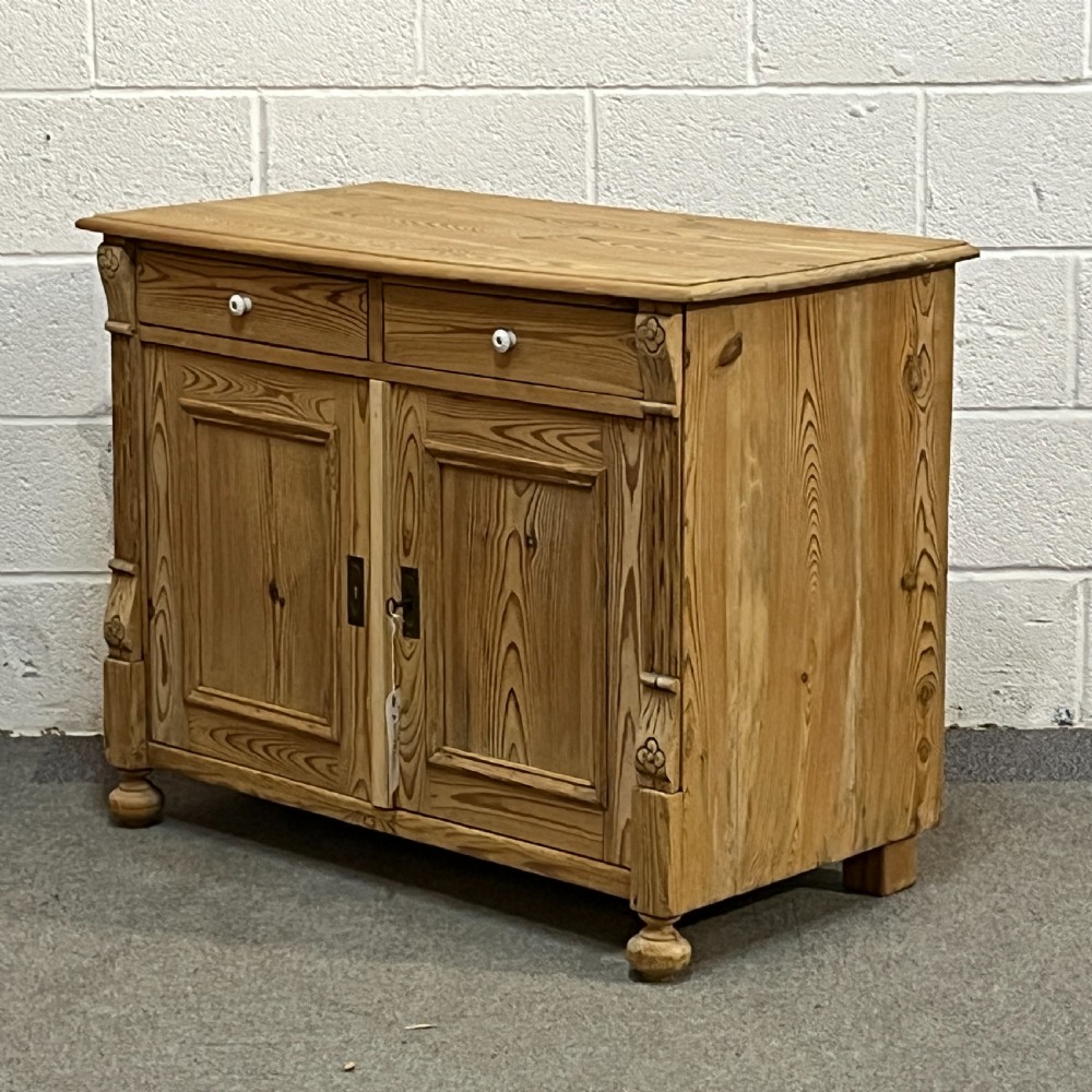Medium Sized Antique Pine 2 Drawer 2 Door Cupboard View II