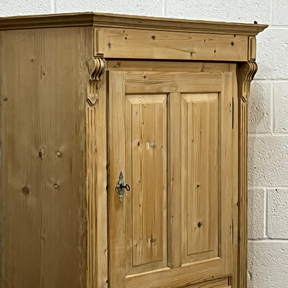Tall Slim Antique Pine 2 Door Cupboard View IV