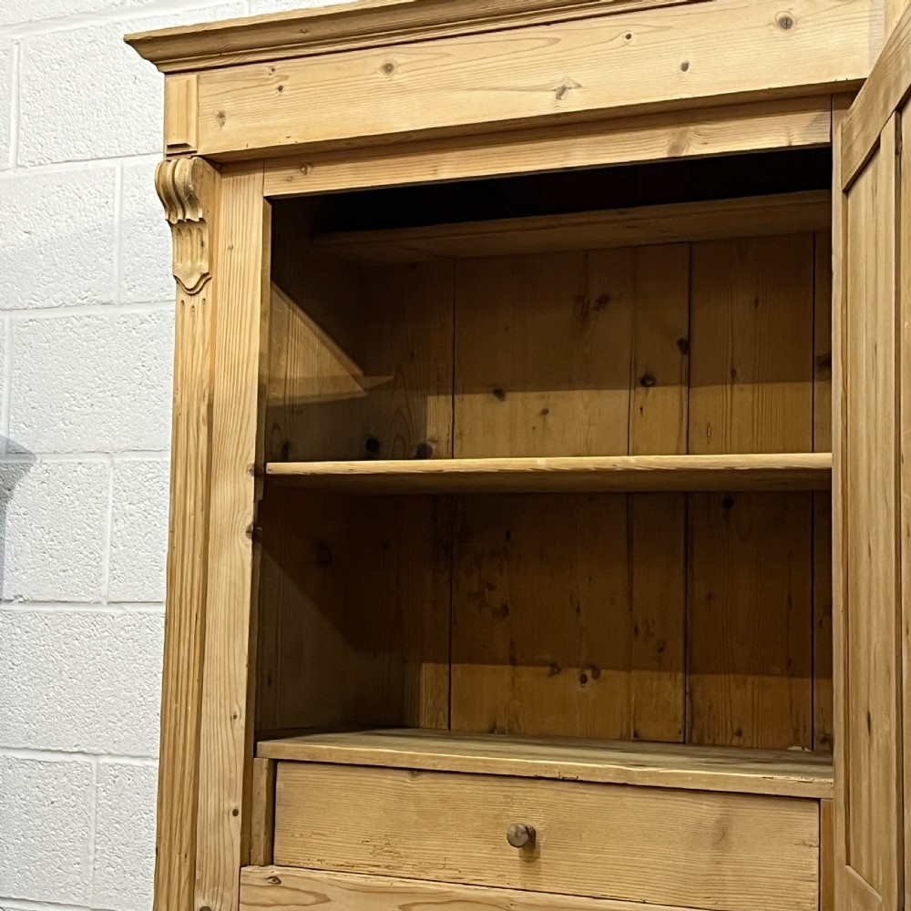 Tall Slim Antique Pine 2 Door Cupboard View VII