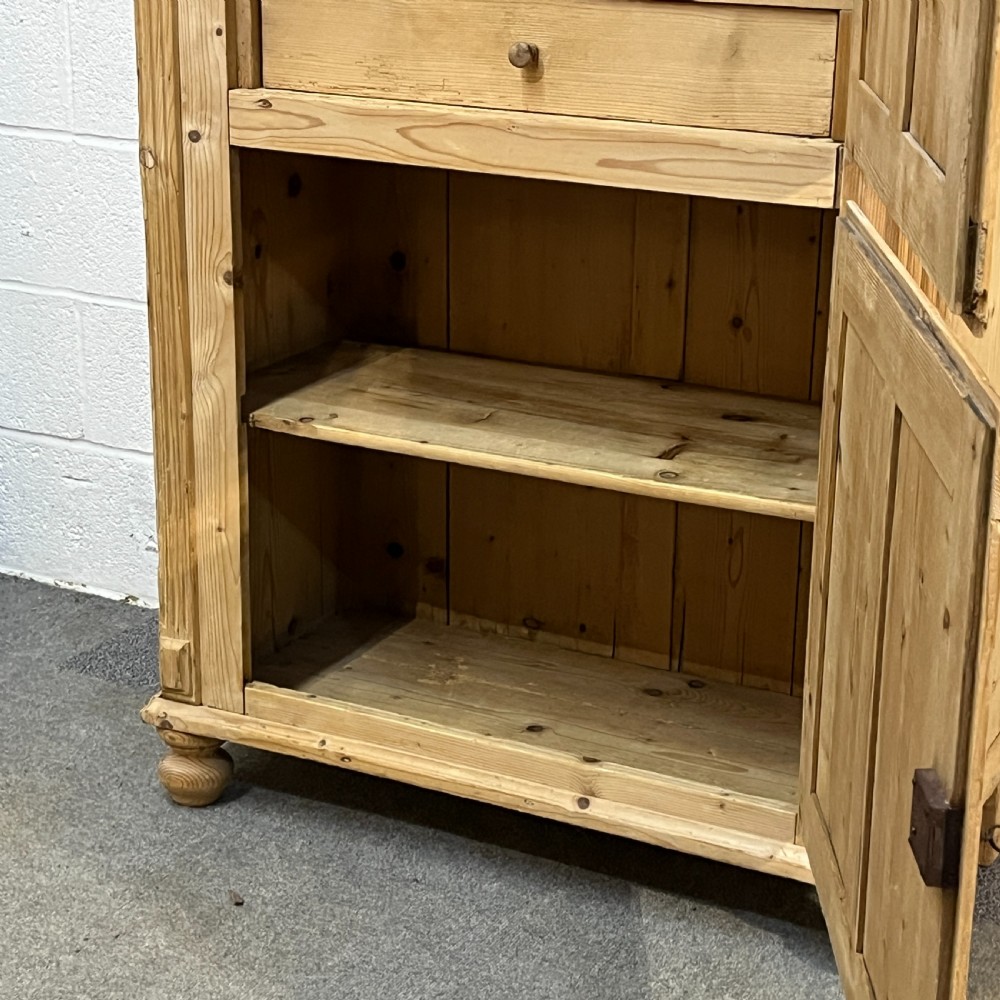 Tall Slim Antique Pine 2 Door Cupboard View VIII