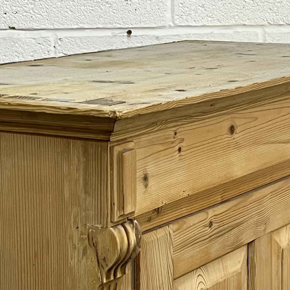 Tall Slim Antique Pine 2 Door Cupboard View X