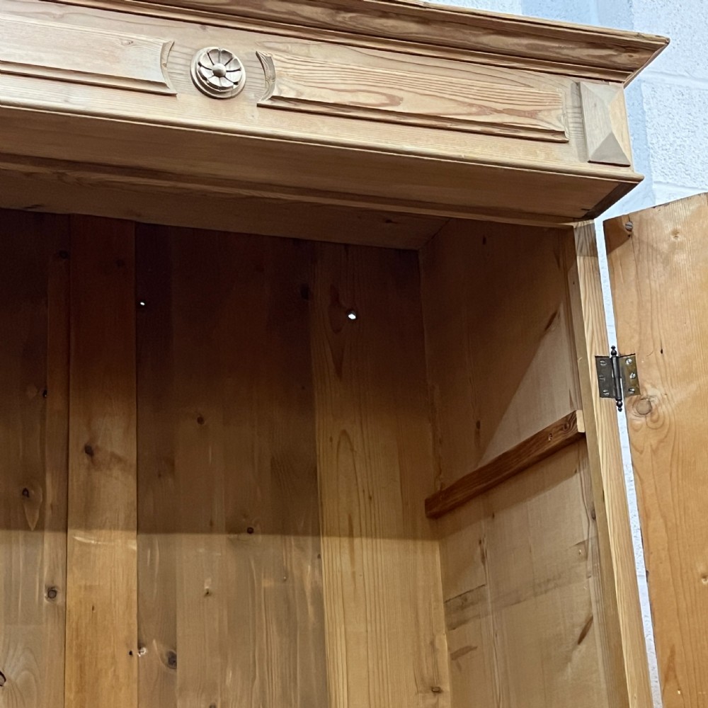 Small Antique Pine 2 Door Wardrobe With Bottom Drawer View VII