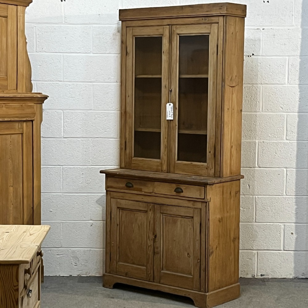 Tall Slim English Antique Pine Partly Glazed Dresser View II