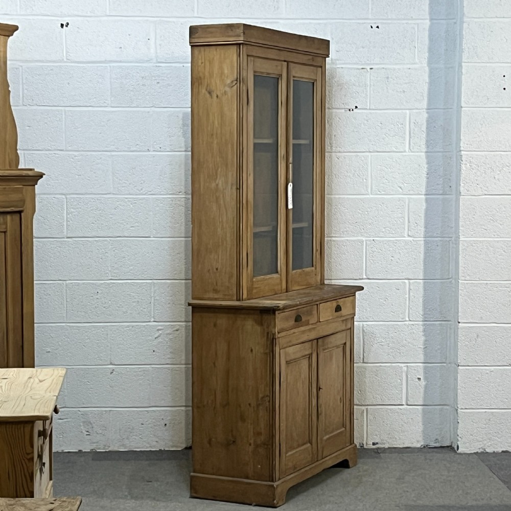 Tall Slim English Antique Pine Partly Glazed Dresser View III