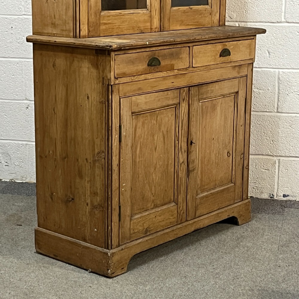 Tall Slim English Antique Pine Partly Glazed Dresser View VIII